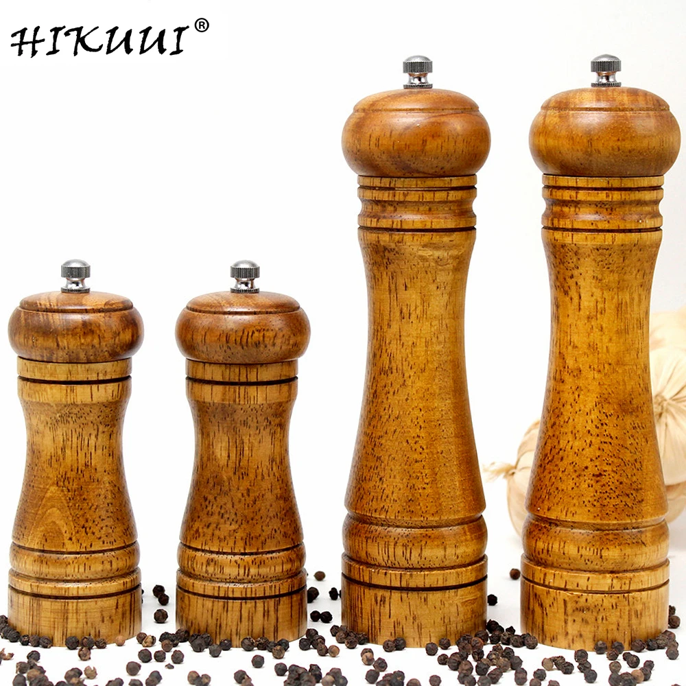 1pc or 4pcs/set Classical Oak Wood Pepper Spice Mill Grinder Set
