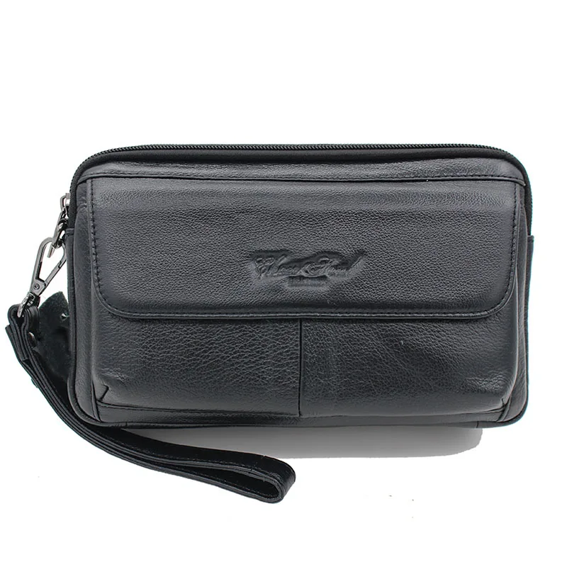 

High Quality Men's Fashion Genuine Leather Business Clutch Wrist Bag Mobile Phone Cigarette Handy Bags Wallet Vintage Hand bags