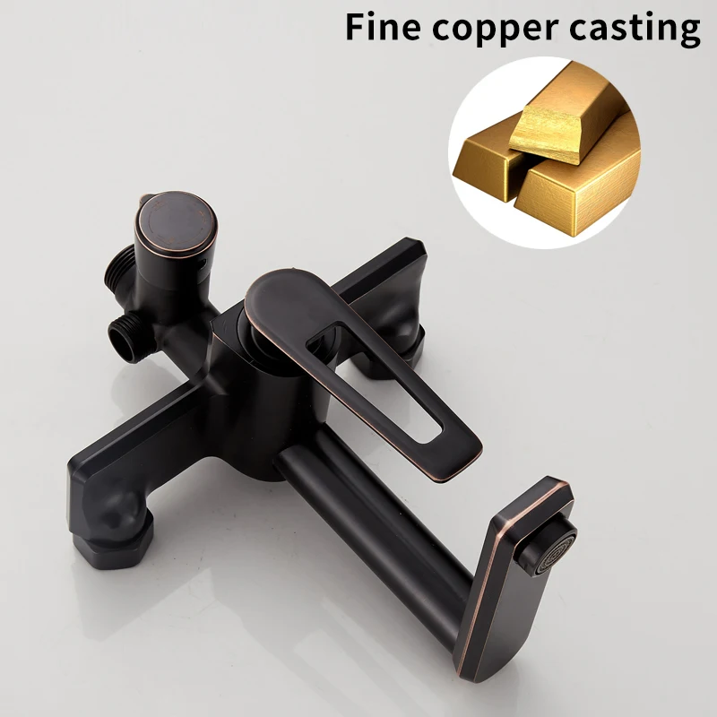 Bronze Black Bathroom Shower Faucet Mixer Wall Mount 8