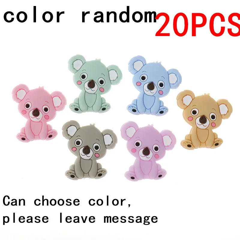 Koala-Random 20 шт силиконовый Прорезыватель для зубов в форме единорога из бисера, животное, Bpa бесплатно, Детские Прорезыватели, ожерелье, сделай сам, ювелирное изделие, Детская соска, цепь, игрушка для душа, коала, лиса - Цвет: Koala-Random