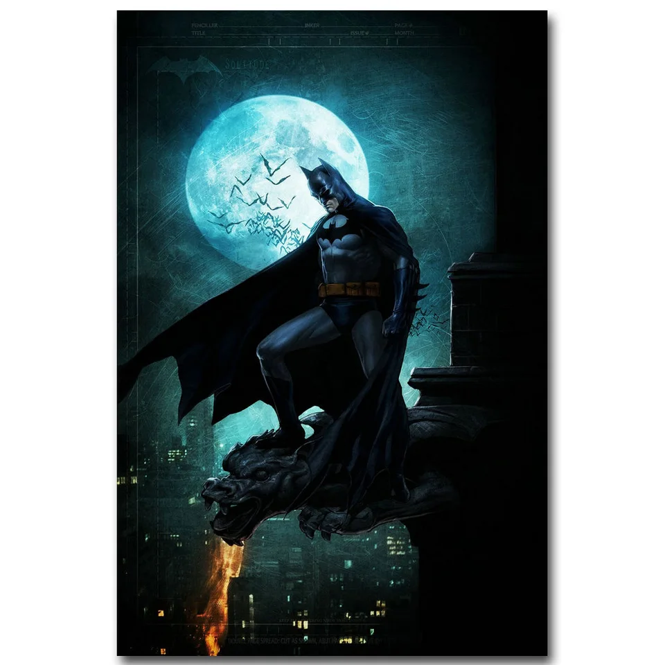 Batman DC Anime Silk Cloth Art Poster Decor 19L