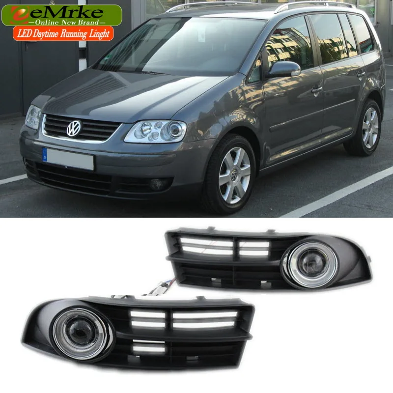 EeMrke pour Volkswagen Touran 2003 2006 LED Angel Eye DRL feux de jour