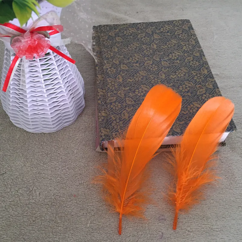 

New! Wholesale orange feather DIY jewelry decoration 100 pcs quality natural goose feathers, 5-7inches / 14-18cm