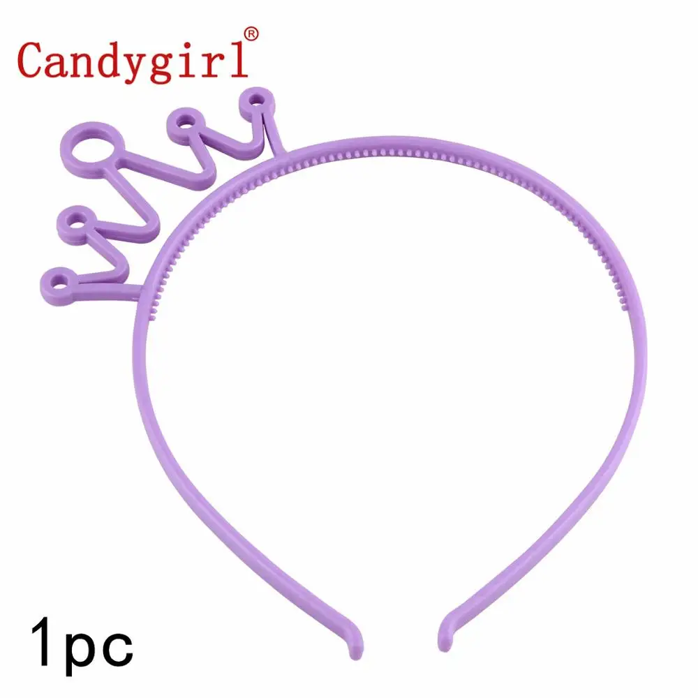 1 шт Candygirl пластиковые обручи голова в короне для маленьких девочек Дети женские обручи для волос кольца аксессуары, лента для волос Boho эластичный головной убор - Цвет: Purple Headbands