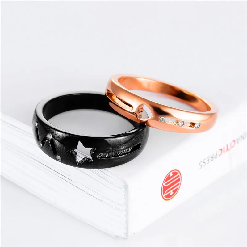 Modyle Fashion Wedding Rings Stainless Steel Ring Female Male Promise Ring Cubic Zirconia Couple Jewelry Sales Promotion