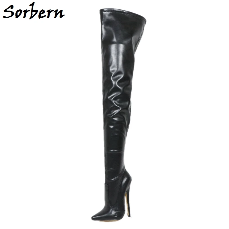 

Sorbern Custom Width Long Boots Women Mid Thigh High Crossdresser Boots Unisex 18Cm Spike High Heels Stilettos Pointy Toes