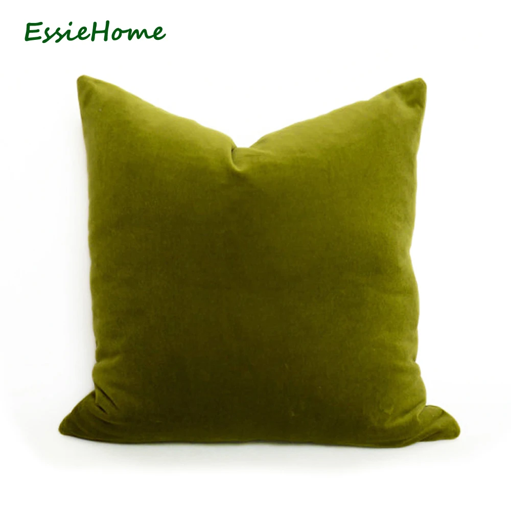 ESSIE домашняя Роскошная оливково-зеленая хлопковая бархатная наволочка, чехол для подушки, поясничный чехол для подушки