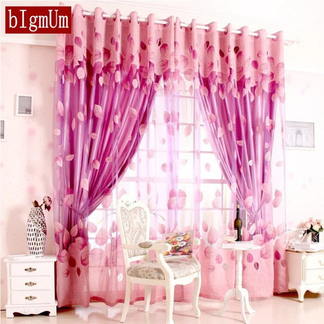Home Decor Brown Purple D Sheer Window Curtains Leaves For Home Decor Brown Purple D Sheer Window Curtains Leaves For Living Room Bedroom Kitchen Modern Style