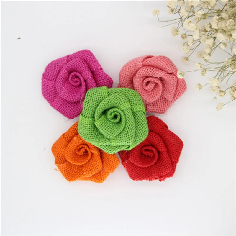 

1pc Handmade Jute Hemp Burlap Colored Rose Flower DIY Craft For Wedding Party Many Colors to Choose from BCF3