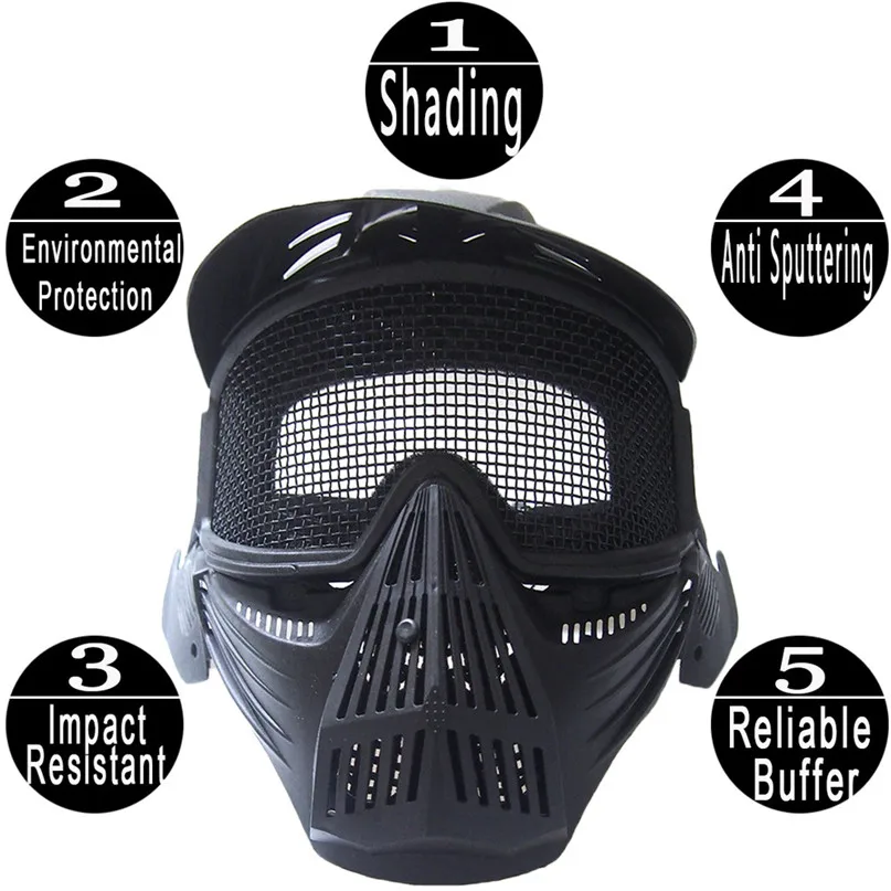 Professional Outdoor Motorcycle Cycling Protection Mask Tactical Military Airsoft Safety Metal Mesh Goggles Full Face Mask #2A20 (7)
