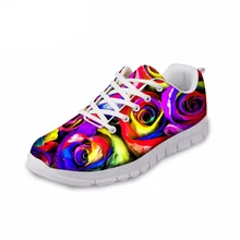 NOISYDESIGNS Мода красочные цветочные печатных Для женщин без каблука Осенняя легкая обувь на шнуровке Повседневное дамы с низким верхом zapatillas mujer