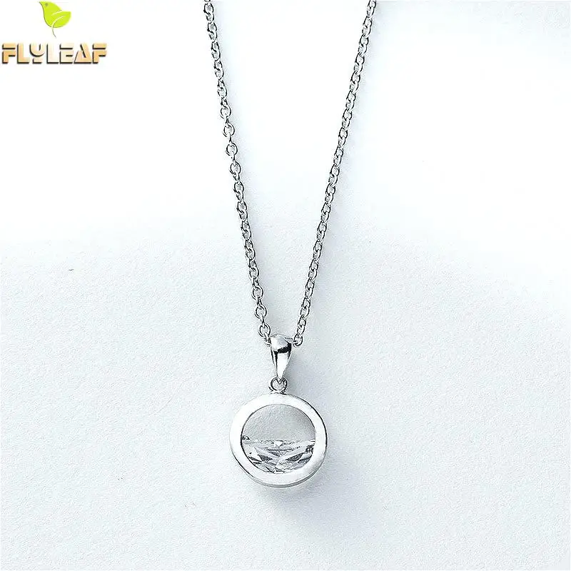 

Flyleaf 100% 925 Sterling Silver Cubic Zirconia Spring Pendant Necklaces For Women Fashion Party Jewelry