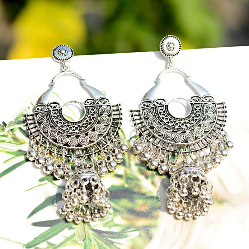 OIQUEI 2020 индийские ювелирные изделия Jhumka Большие колокольчики Висячие серьги для