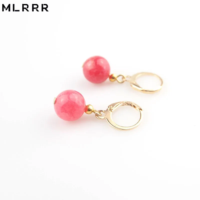 

Vintage Classic Natural Stones Jewelry Handmade Rubies Beaded Pendant Dangle Earrings