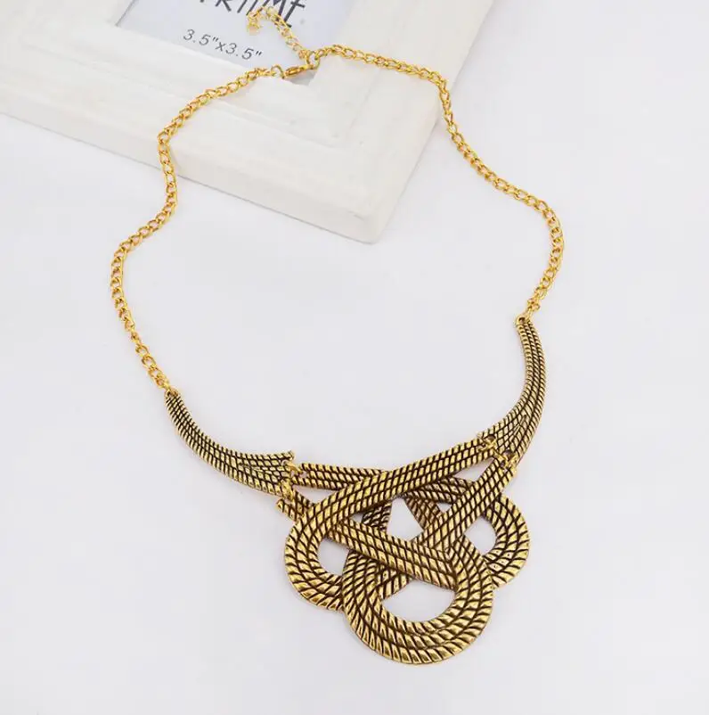 Fashion Femmes Rond Chaîne Pendentif Cristal Chunky Choker Statement Bib Collier