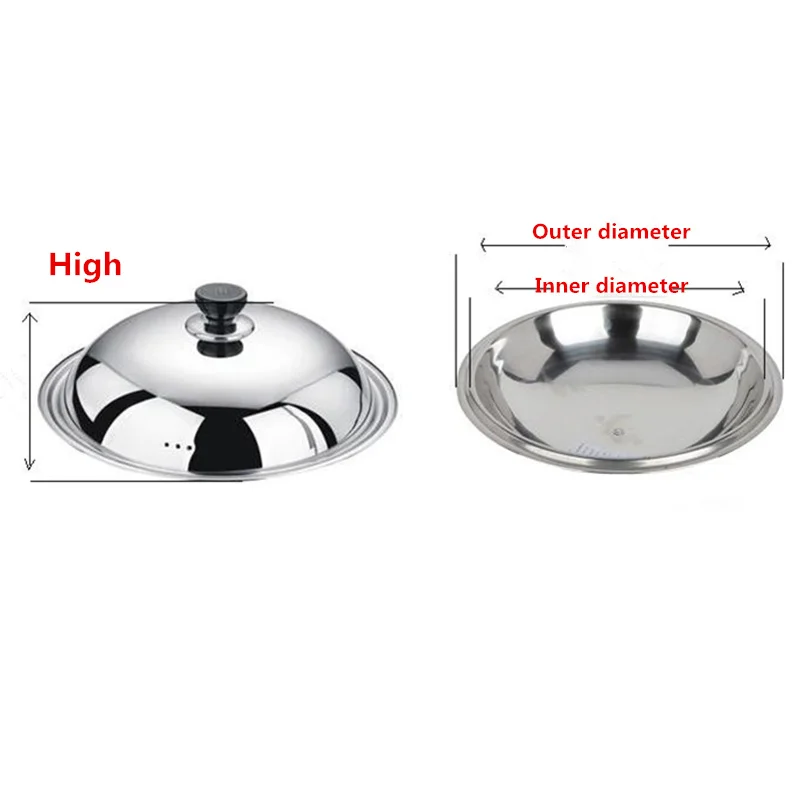 40cm Transparent Visible Cover Stainless Steel Household Wok Frying pan Size Cover 30cm Universal Stainless Steel Cover 30/32/34/36 