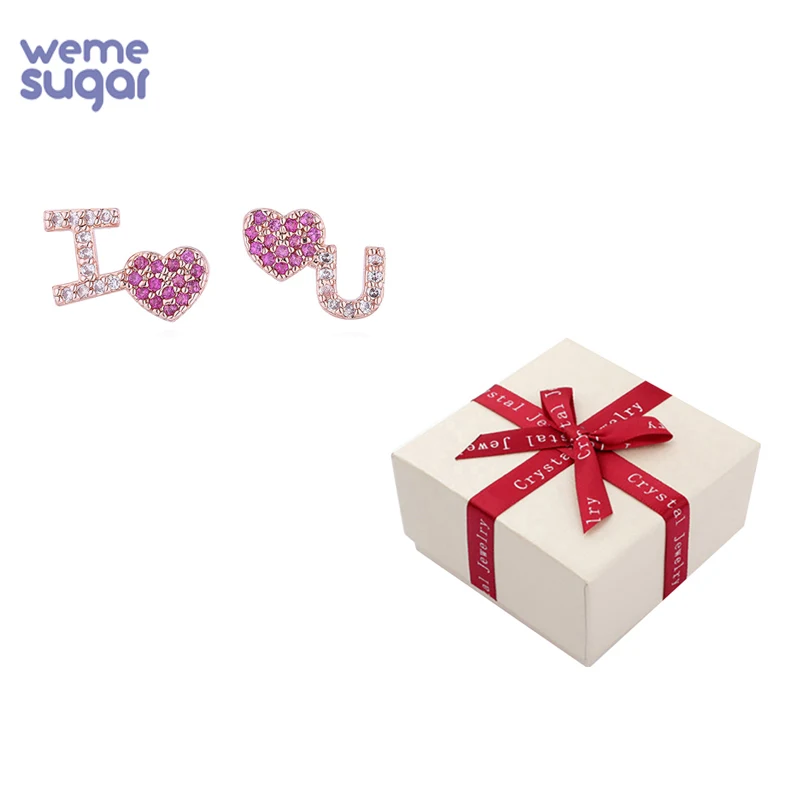 Серебряные серьги гвоздики WeMe S925 с надписью I Love You|Серьги-гвоздики| |