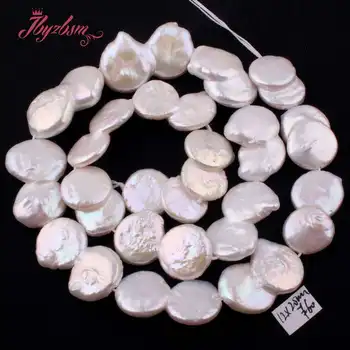 

12x20mm Freshwater Pearl Coin White Loose Natural Stone Beads For Jewelry Making DIY Necklace Bracelets Earring Strand 15"