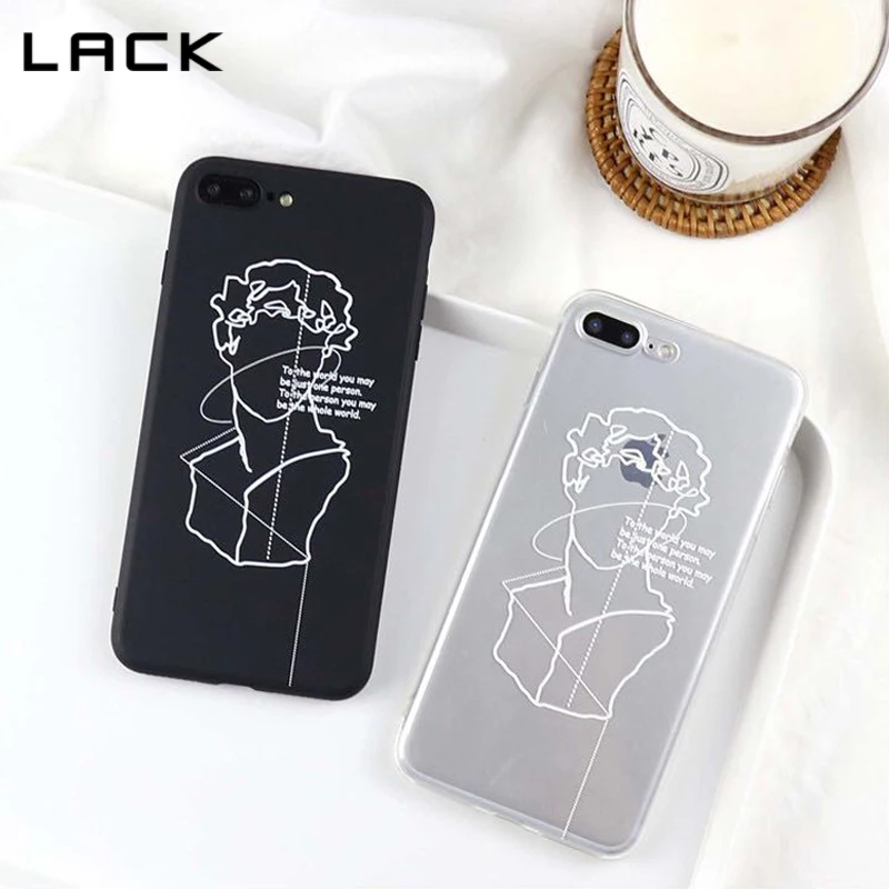 

LACK Fashion Classic David Print Phone Case For iphone 7 Plus 8 Plus Abstract Art Line Couples Soft Cases For iphone 7 Cover Bag