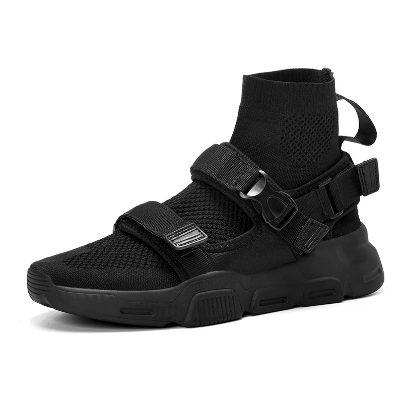 Повседневная мужская беговая Обувь, бег, сетка, ПУ, дышащая спортивная обувь, удобная мягкая обувь, мужские кроссовки, размер 39-44 - Цвет: black