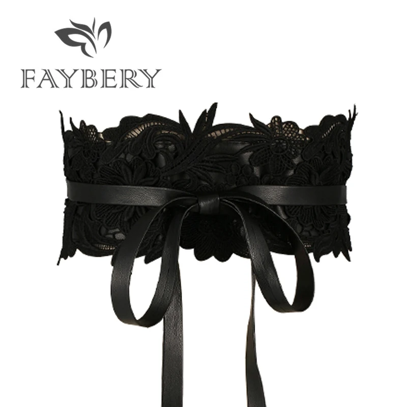 

Fashion Black Lace Belts for Women Luxury Brand Designer Women Belt for Wedding Dress Wide Female Waistband Belts Cummerbunds
