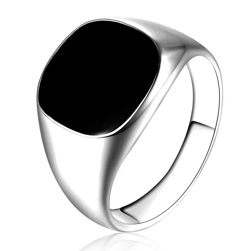 Gold Silver Plated Black Enamel Rings Men Vintage Ring Punk Classic Drip Imitation Stones Male Jewelry | Украшения и аксессуары