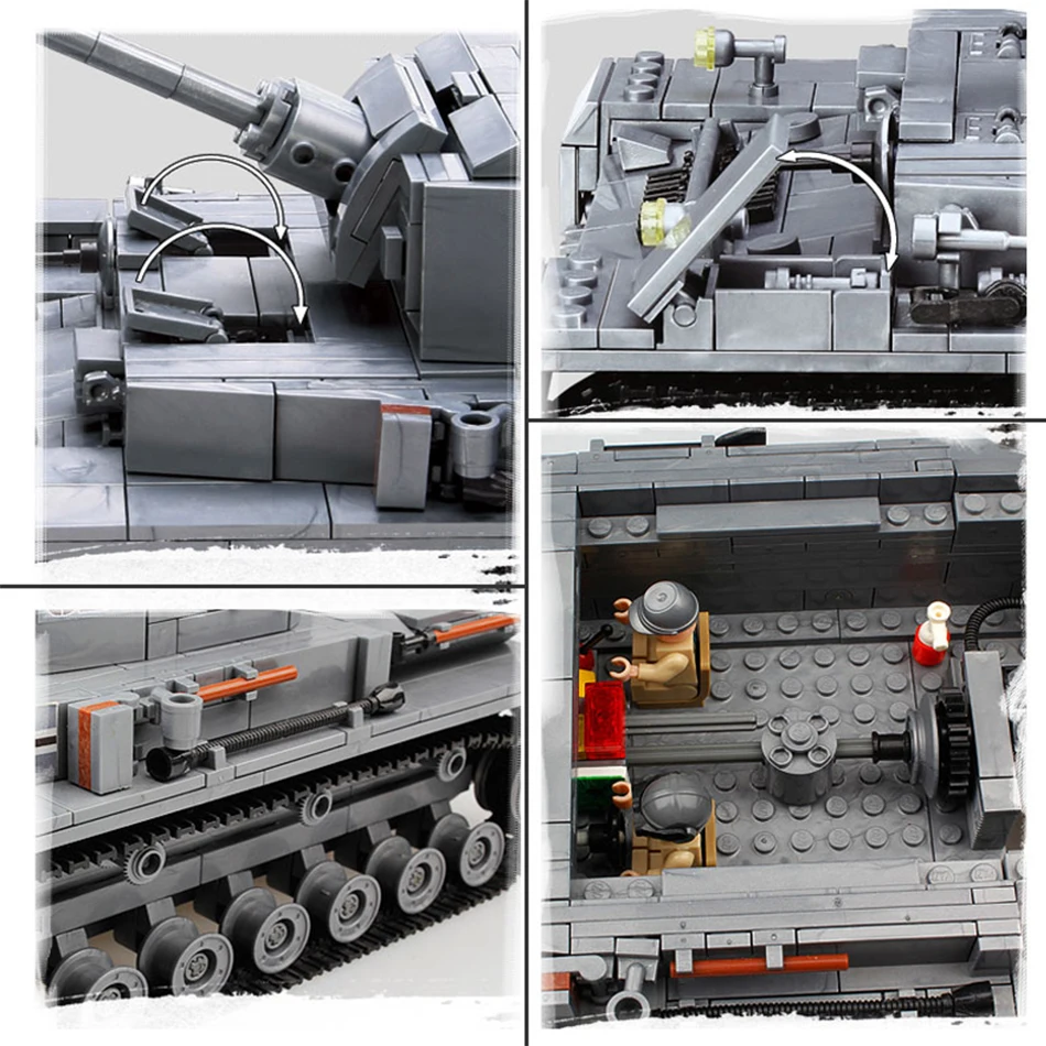 KAZI-Military-War-Tank-3D-Model-PZKPFW-IV-Building-Blocks-Sets-Compatible-Legoed-Army-ww2-Bricks (3)