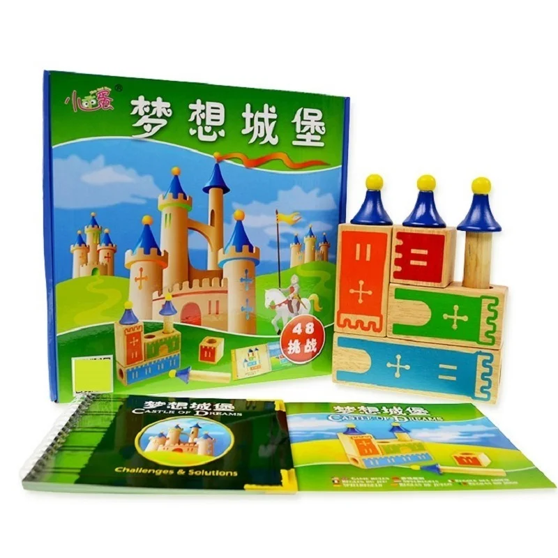 

Castle Logix Wooden Building Blocks 48 Challenge Smart IQ Training Games For Children Oyuncak Brinquedos Brinquedo Menino 51