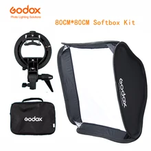 Godox s-образный Кронштейн для вспышки Bowens держатель с 80x80 см складной софтбокс для студийного освещения