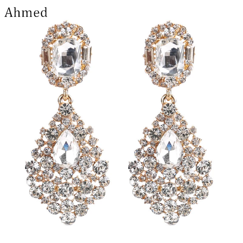 Pendientes De Mujer De Cristal De Lujo De Moda Gotas De Pendientes De Mujer De Cristal De Lujo De Moda Gotas De