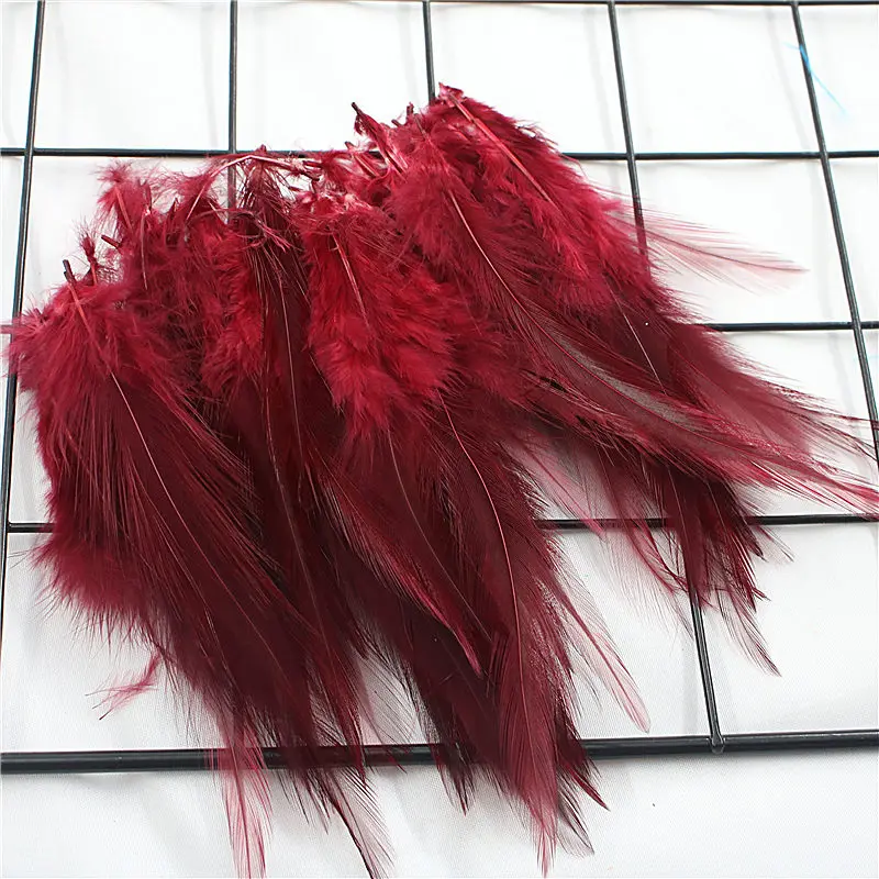 Wine red 10-15 см/4-6 polegada многоцветный selecionar galo pena venda quente para roupas decoraque DIY 100 шт - Цвет: Wine red