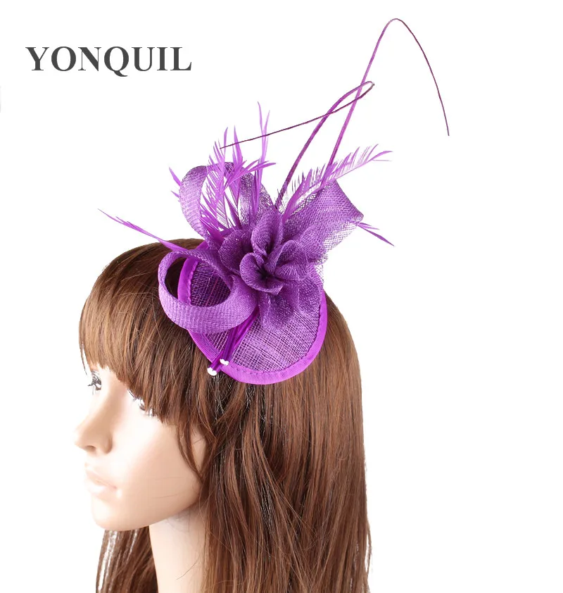 Дерби sinamay fascinators с наклейка со страусом вечерние шляпы Свадебные шляпы Коктейльные Шляпы 16 цветов выбран OF1546