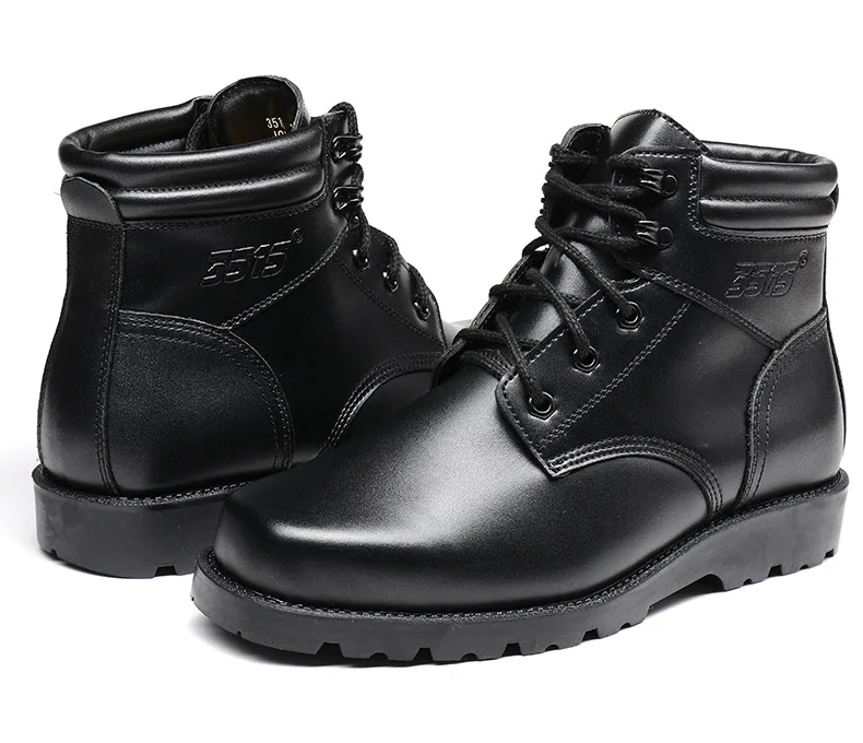 QIANGREN/Военные Брендовые мужские ботинки из натуральной кожи; зимние ботинки на резиновой подошве; мужские ботинки для улицы; черные ботинки для безопасности; Botas Militar - Цвет: Черный
