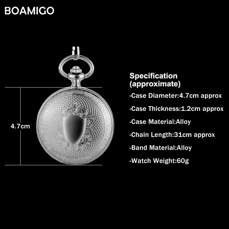 FOB мужские карманные часы Роскошные Механические часы BOAMIGO Бренд Скелет римские цифры часы серебряная цепь подарок часы reloj hombre