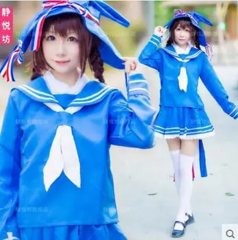 

New 2017 game Wadanohara and the Great Blue Sea cosplay cos NORMAL END2 cos blue navy costume Witch clothes (Top+skirt+hat+tie)