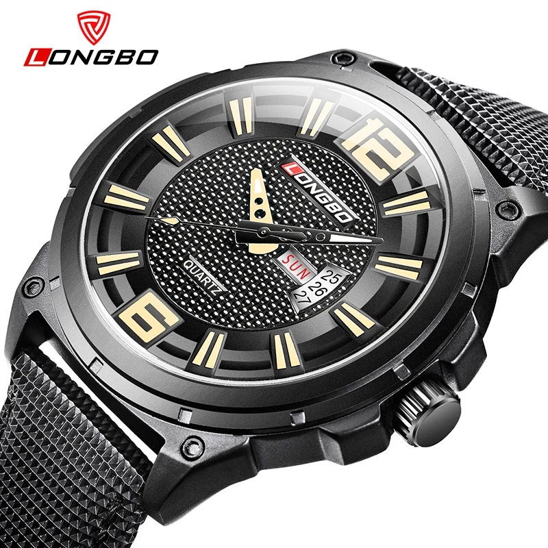 

Fashon Longbo Brand Business Outdoor Sports Day And Date Calendar Mens Watch Leather Wristwatch Luxury Watches Montre Gift