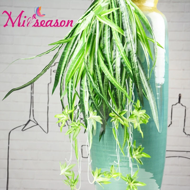 Miiseason Artificial Flower Bracketplant Chlorophytum Orchids Plastic Rattan Wall Flower Silk Flower Artificial Plant Home Decor