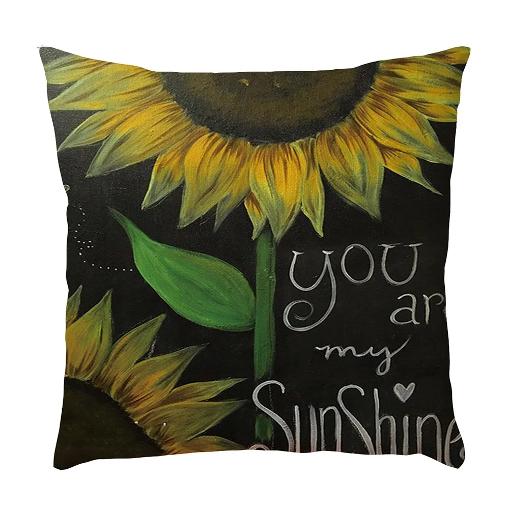 Sunflower Cushion Cover Flowers Painting Decorative Linen Pillow Cover 45x45cm Pillow Case Home Decorative Pillow Cover For Sofa