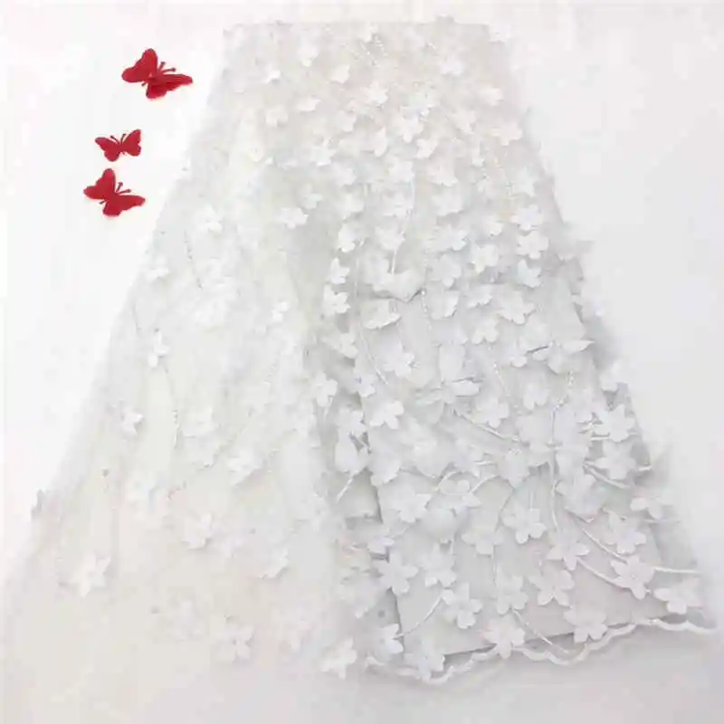 

Free Shipping French net lace fabric 3D flower African tulle lace fabric For Wedding or Party Dresses lace NX687l 5Yds/Pcs