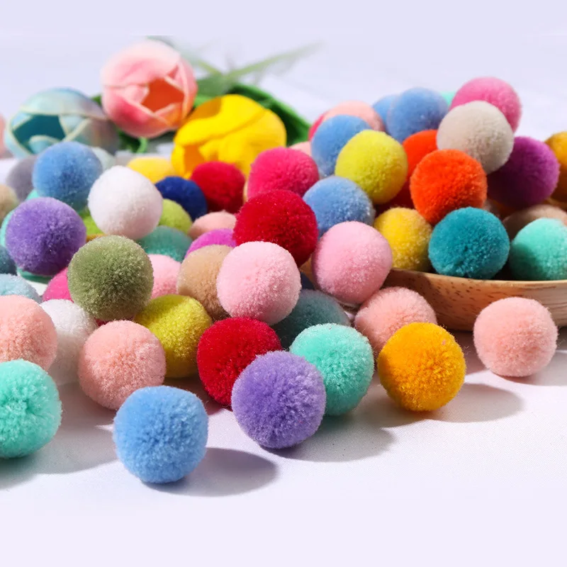 100Pcs Color Waxberry Pom Pom Plush Balls Wedding Party Decor Fluffy Pompom Kids Hair Accessories Earrings DIY Scrapbook Craft