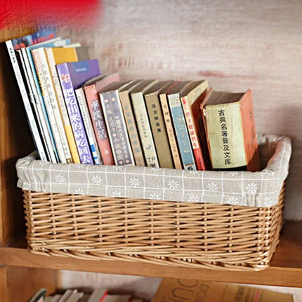 

Wicker storage baskets Pastoral cosmetics storage box rattan Desktop snack storage basket