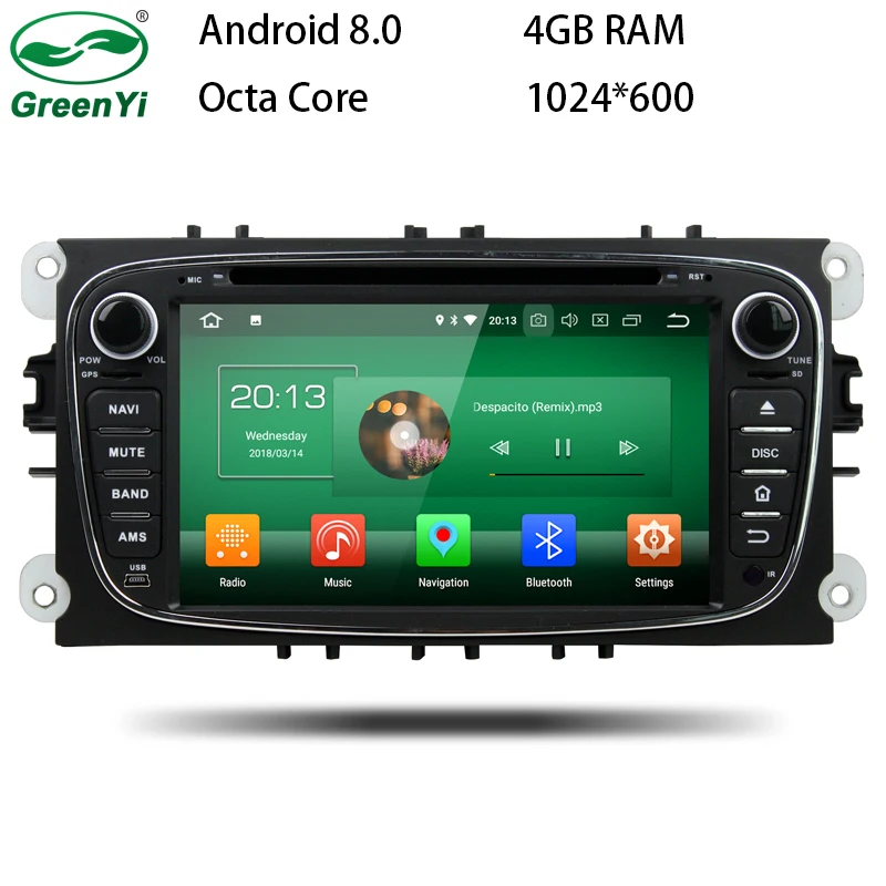 

GreenYi 4GB RAM Android 8.0 Octa 8 Core Car DVD Player GPS For Ford Mondeo S-MAX Connect Focus 2 2008 2009 2010 2011