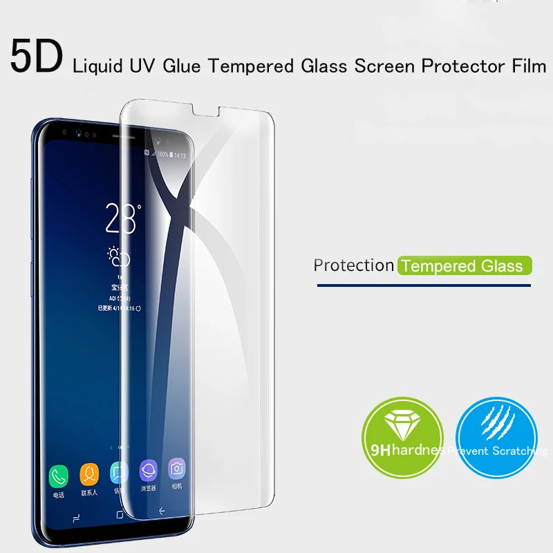 

UV Transparent Full Liquid Glue Screen Tempered Glass For SamsungS9 S8 S10 Lite Plus S7 Edge 5D Protector For Samsung Note 8 9