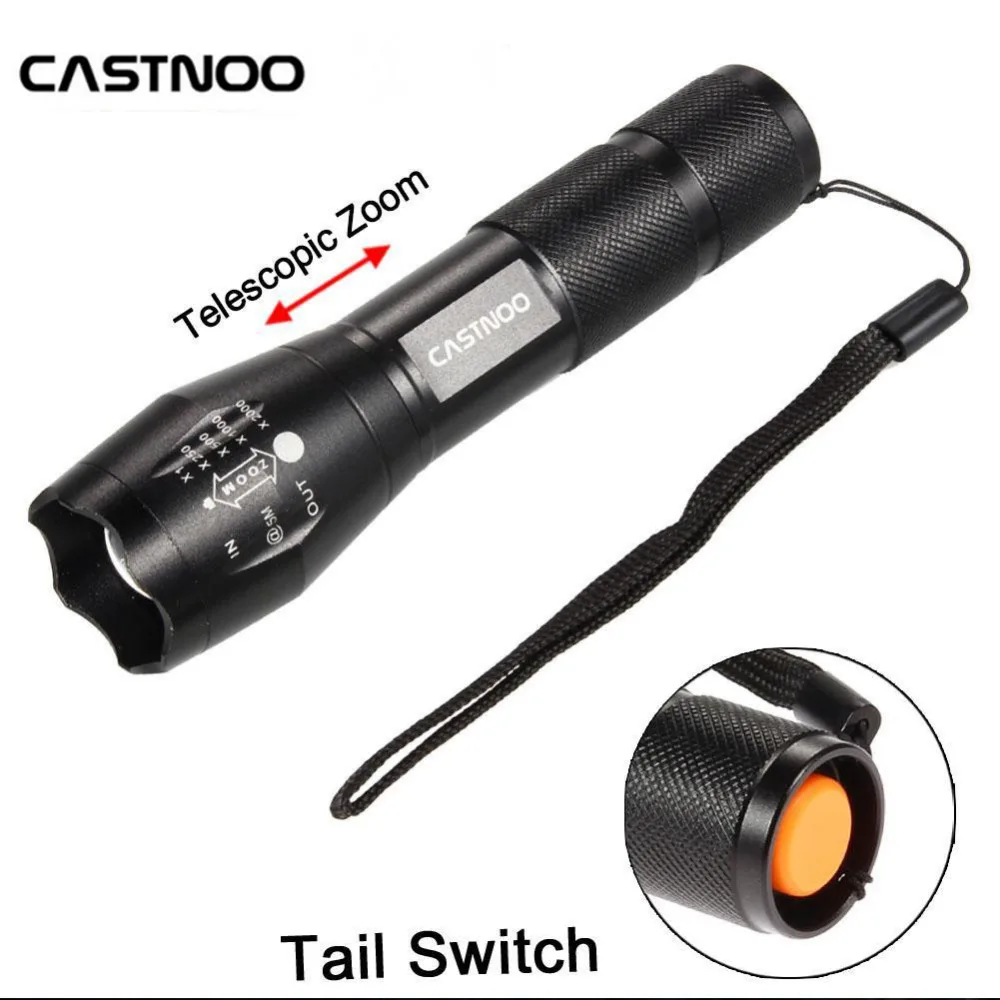 CASTNOO 5000LM T6 LED Lanterna Zoomable Focus Flashlight Torch Lamp