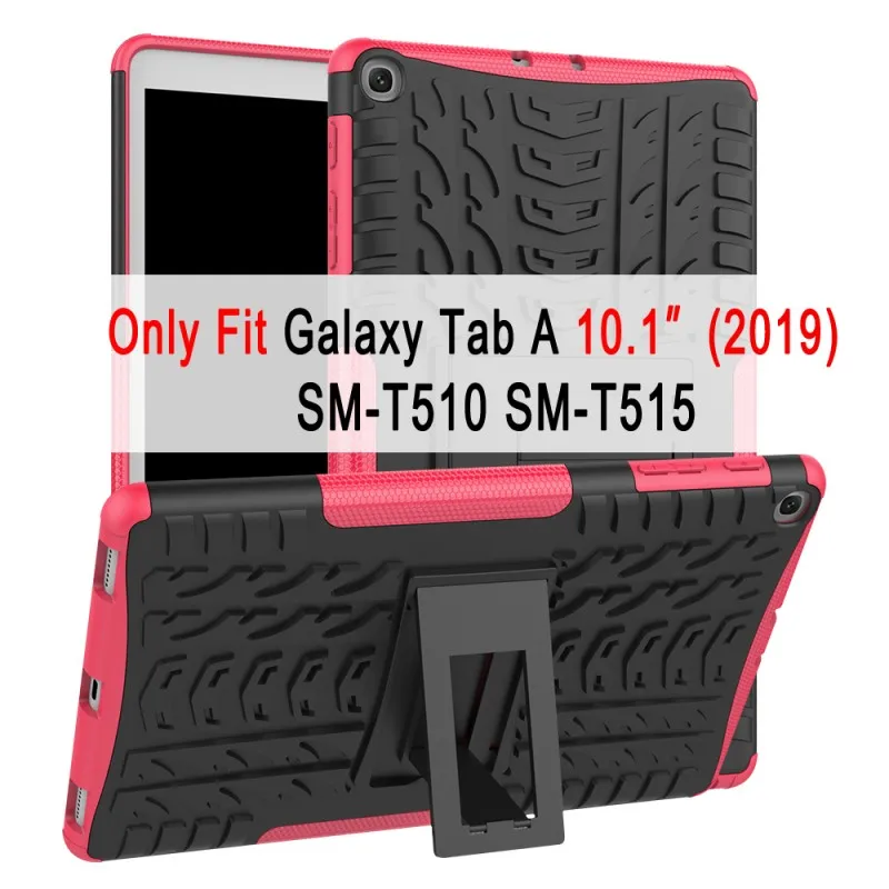 Чехол для samsung Galaxy Tab A 10,1 SM-T510 SM-T515 T510 T515, тонкий Силиконовый противоударный чехол-подставка+ пленка+ ручка - Цвет: SM-T510 hot pink