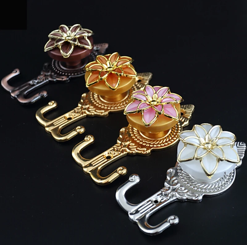 

High quality eco-friendly plated process unique design Znic alloy curtain hooks tiebacks holdbacks wall hooks can mixed order