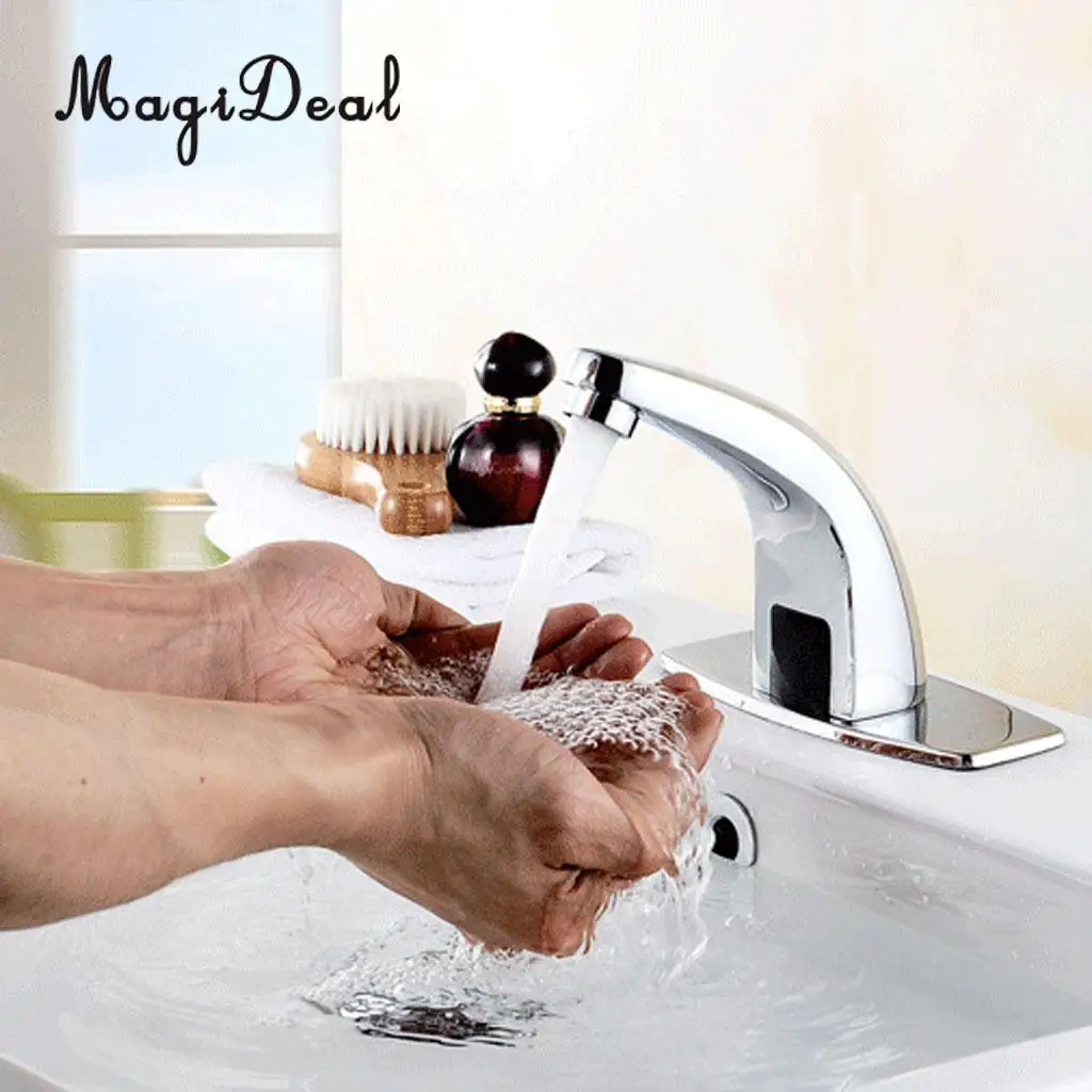 MagiDeal Alloy Automatic Infrared Sensor Sink Basin Faucet Hands Free Auto Mixer Tap Water Faucet Touch Water Tap Hands