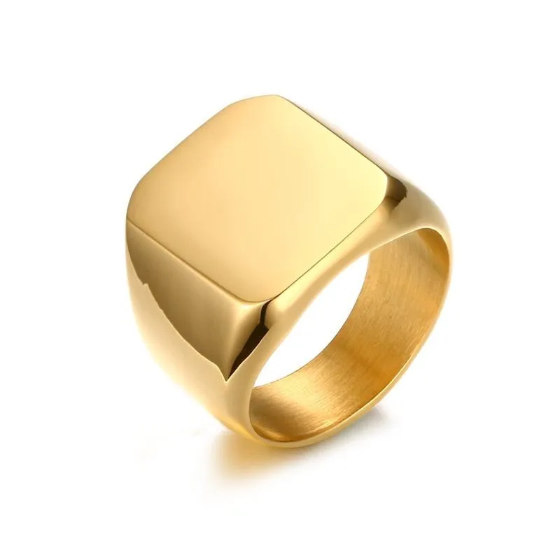 5 цветов перстень из нержавеющей стали металлические мужские ювелирные изделия не выцветают - Цвет основного камня: Gold