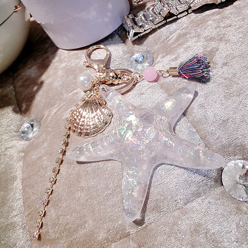 Fancy-Fantasy-Hot-New-Cartoon-Sea-World-Starfish-Pearl-Shell-Keychain-Key-Chain-KeyRing-Crystal-Pendant (1)