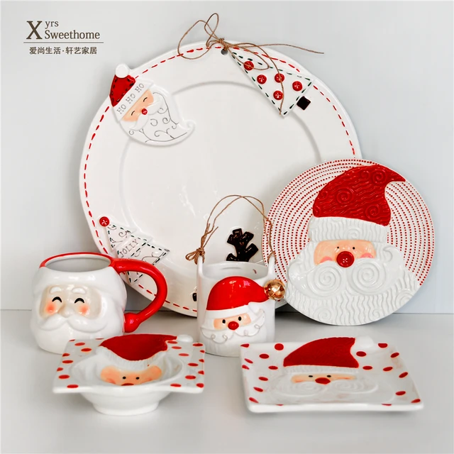 Santa Claus Dinnerware Set Home Christmas dish Ceramic plate melon